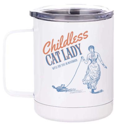 Childless Cat Lady 12 oz Stainless Steel Tumbler Cup