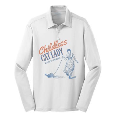 Childless Cat Lady Silk Touch Performance Long Sleeve Polo