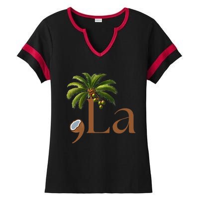 Coconut Comma + La 2024 Ladies Halftime Notch Neck Tee