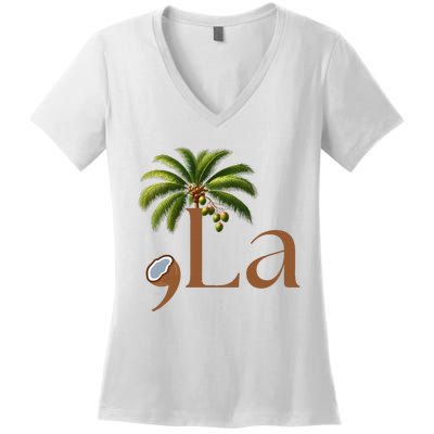 Coconut Comma + La 2024 Women's V-Neck T-Shirt