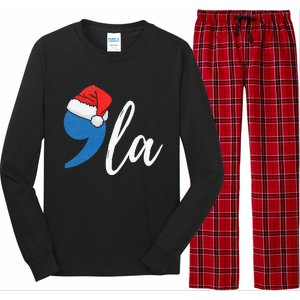 Christmas Comma La Santa Hat Kamala Harris Long Sleeve Pajama Set