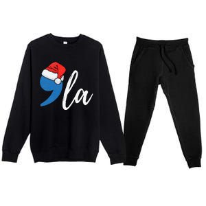 Christmas Comma La Santa Hat Kamala Harris Premium Crewneck Sweatsuit Set