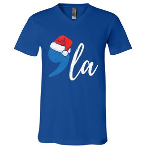 Christmas Comma La Santa Hat Kamala Harris V-Neck T-Shirt