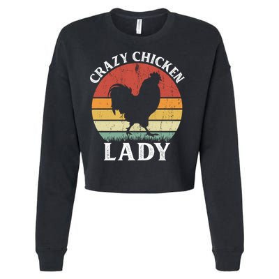 Crazy Chicken Lady Funny Women Girls Poultry Farm Farmer Gift Cropped Pullover Crew