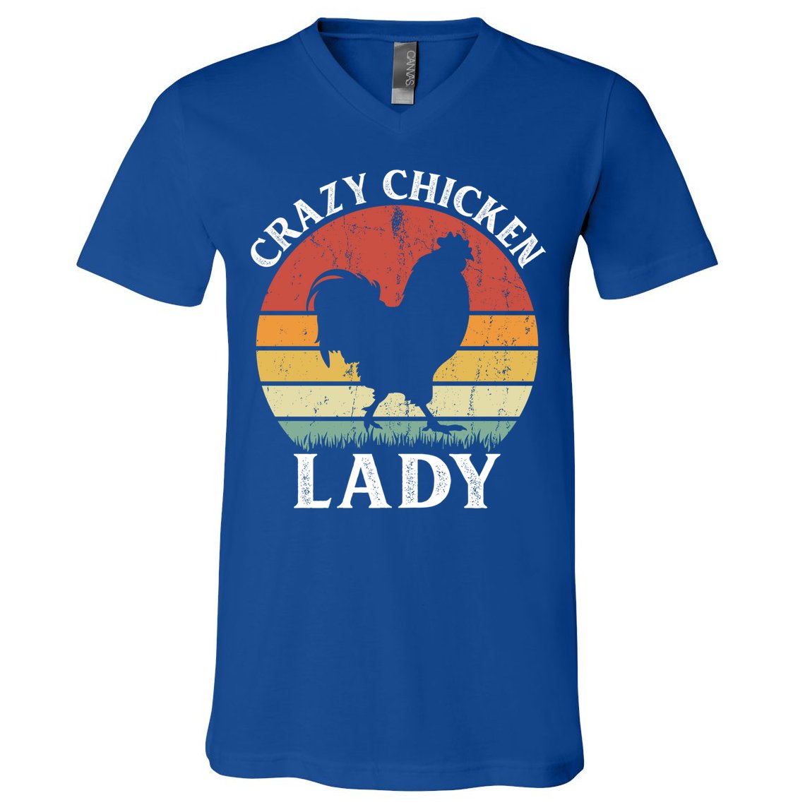 Crazy Chicken Lady Funny Women Girls Poultry Farm Farmer Gift V-Neck T-Shirt