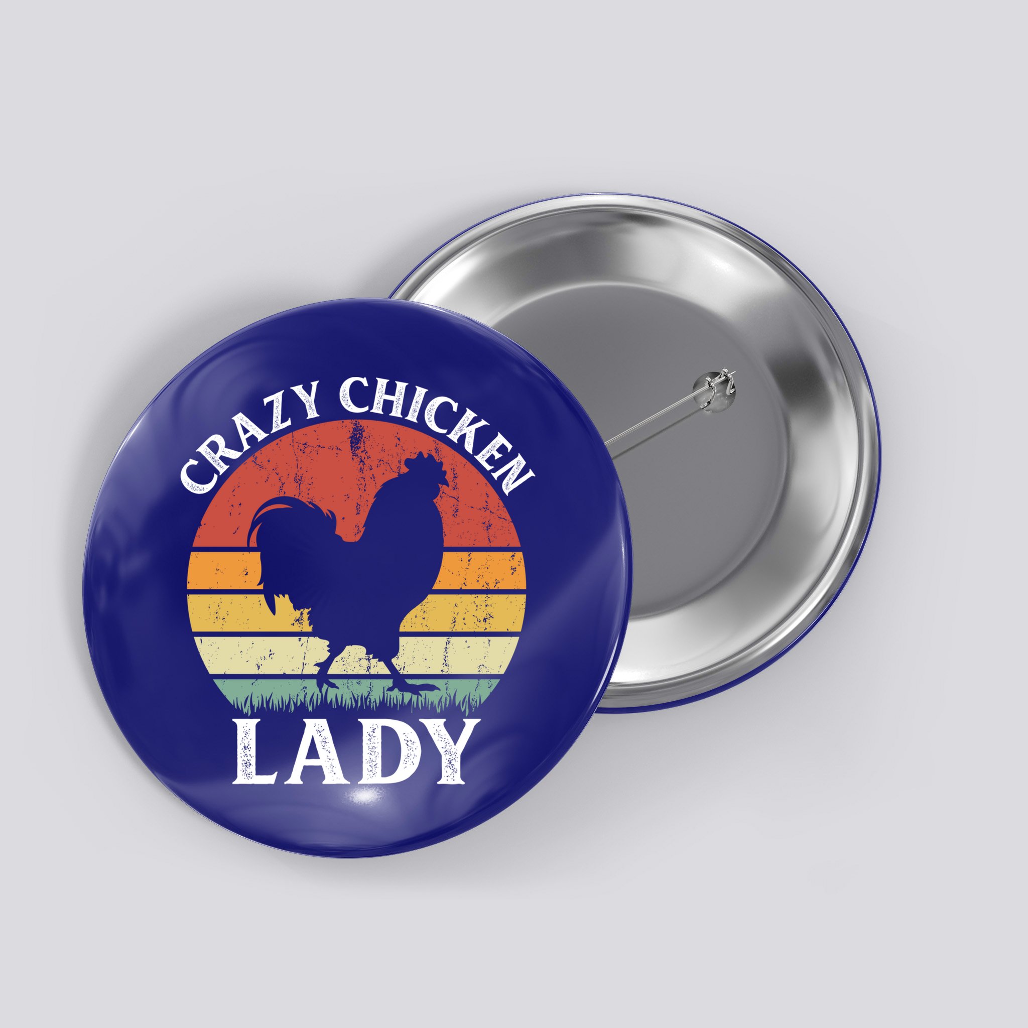 Crazy Chicken Lady Funny Women Girls Poultry Farm Farmer Gift Button