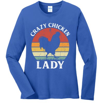 Crazy Chicken Lady Funny Women Girls Poultry Farm Farmer Gift Ladies Long Sleeve Shirt