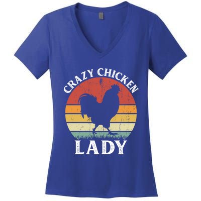 Crazy Chicken Lady Funny Women Girls Poultry Farm Farmer Gift Women's V-Neck T-Shirt