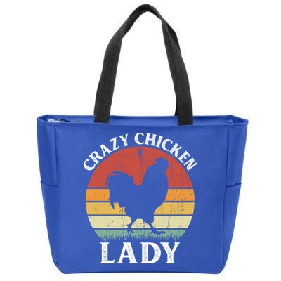 Crazy Chicken Lady Funny Women Girls Poultry Farm Farmer Gift Zip Tote Bag