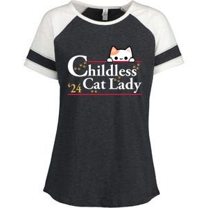 Childless Cat Lady 2024 Enza Ladies Jersey Colorblock Tee