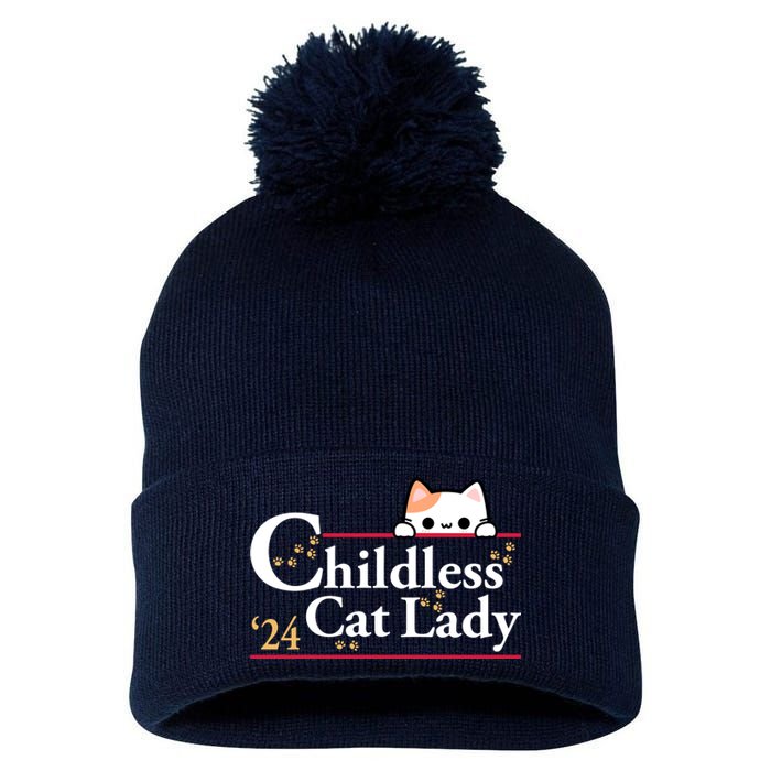 Childless Cat Lady 2024 Pom Pom 12in Knit Beanie