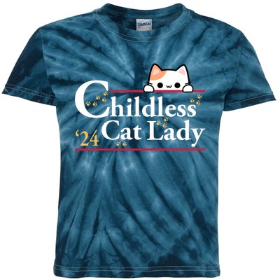 Childless Cat Lady 2024 Kids Tie-Dye T-Shirt