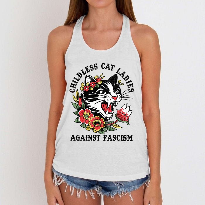 Childless Cat Ladies Voting Election 2024 Usa Vintage Women's Knotted Racerback Tank