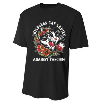 Childless Cat Ladies Against Fascism Vintage Performance Sprint T-Shirt