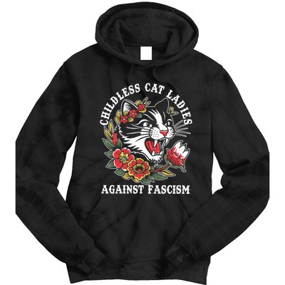 Childless Cat Ladies Against Fascism Vintage Tie Dye Hoodie