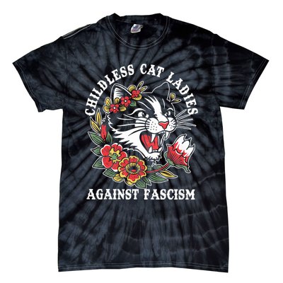 Childless Cat Ladies Against Fascism Vintage Tie-Dye T-Shirt