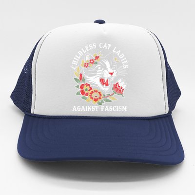 Childless Cat Ladies Against Fascism Vintage Trucker Hat