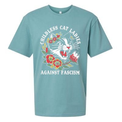 Childless Cat Ladies Against Fascism Vintage Sueded Cloud Jersey T-Shirt