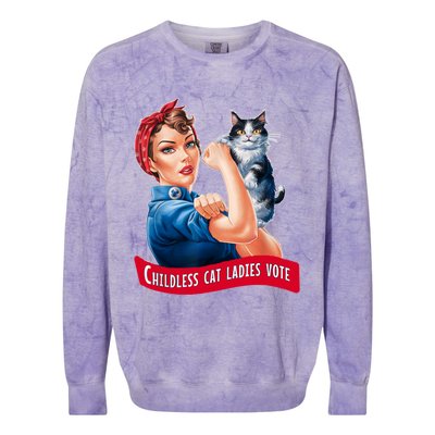 Childless Cat Ladies Vote Rosie The Riveter Colorblast Crewneck Sweatshirt