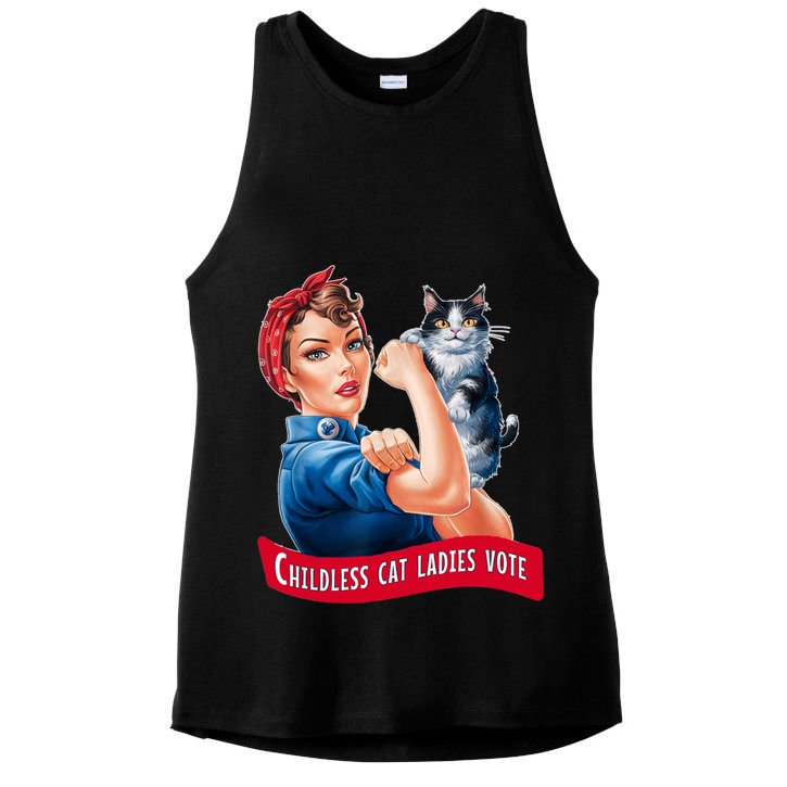 Childless Cat Ladies Vote Rosie The Riveter Ladies PosiCharge Tri-Blend Wicking Tank
