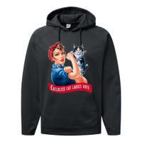 Childless Cat Ladies Vote Rosie The Riveter Performance Fleece Hoodie