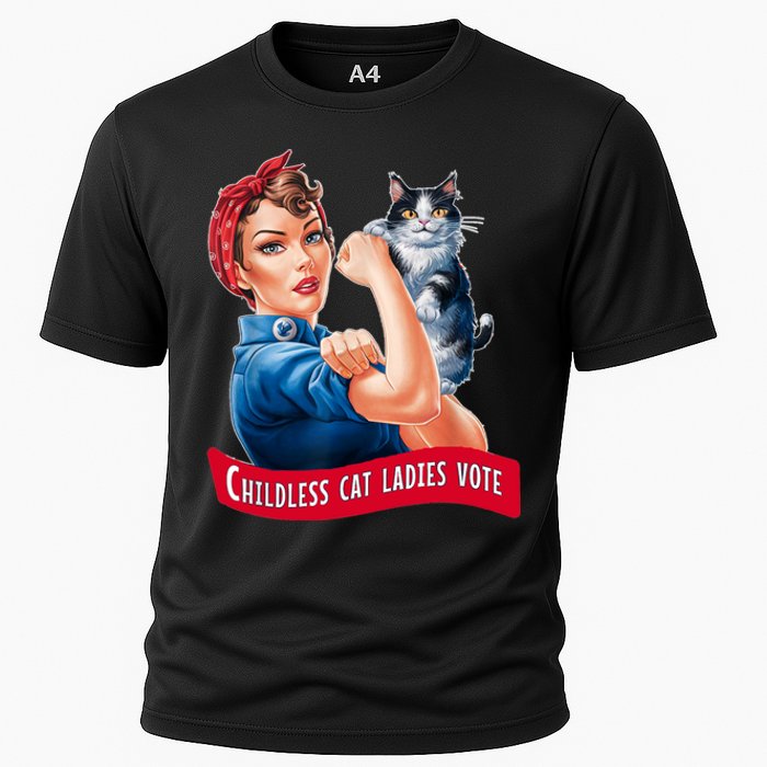 Childless Cat Ladies Vote Rosie The Riveter Cooling Performance Crew T-Shirt