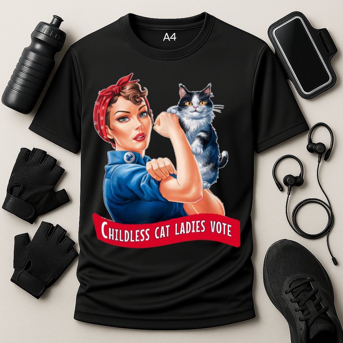 Childless Cat Ladies Vote Rosie The Riveter Performance Shirt
