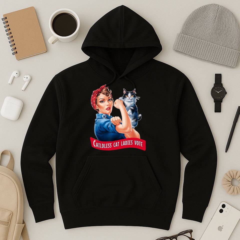 Childless Cat Ladies Vote Rosie The Riveter Hoodie