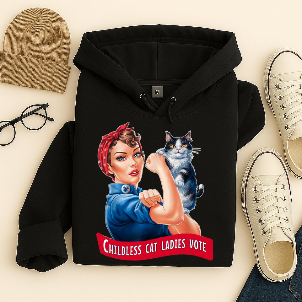 Childless Cat Ladies Vote Rosie The Riveter Hoodie