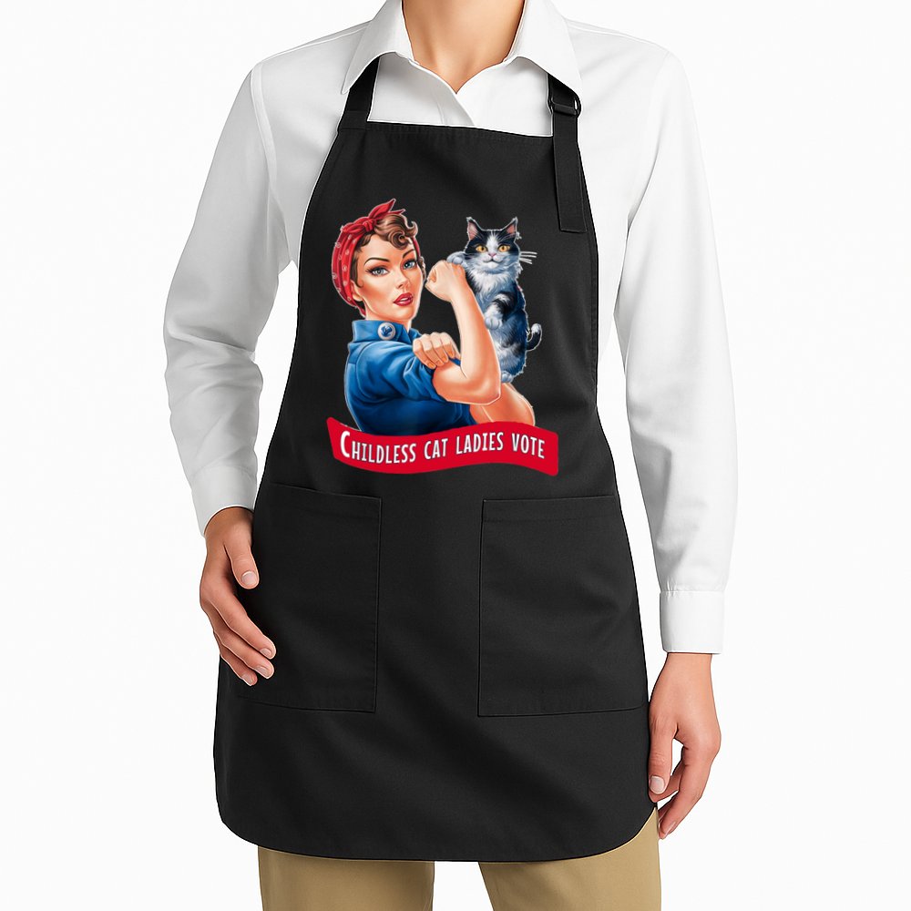 Childless Cat Ladies Vote Rosie The Riveter Apron