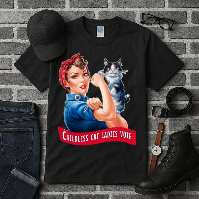 Childless Cat Ladies Vote Rosie The Riveter Tall T-Shirt
