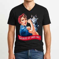 Childless Cat Ladies Vote Rosie The Riveter V-Neck T-Shirt