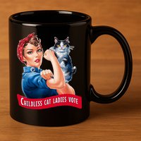 Childless Cat Ladies Vote Rosie The Riveter 11oz C Handle Ceramic Mug