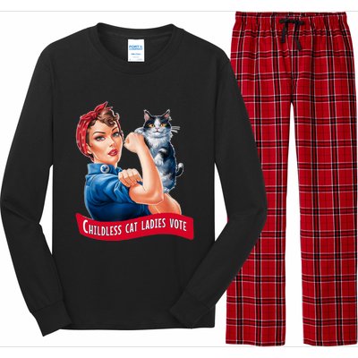 Childless Cat Ladies Vote Rosie The Riveter Long Sleeve Pajama Set