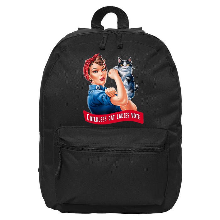 Childless Cat Ladies Vote Rosie The Riveter 16 in Basic Backpack