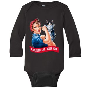 Childless Cat Ladies Vote Rosie The Riveter Baby Long Sleeve Bodysuit