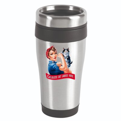 Childless Cat Ladies Vote Rosie The Riveter 16oz Travel Tumbler