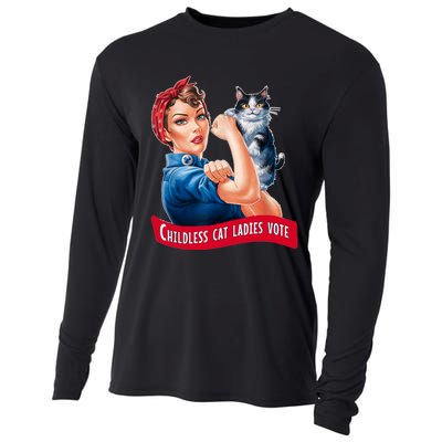 Childless Cat Ladies Vote Rosie The Riveter Cooling Performance Long Sleeve Crew