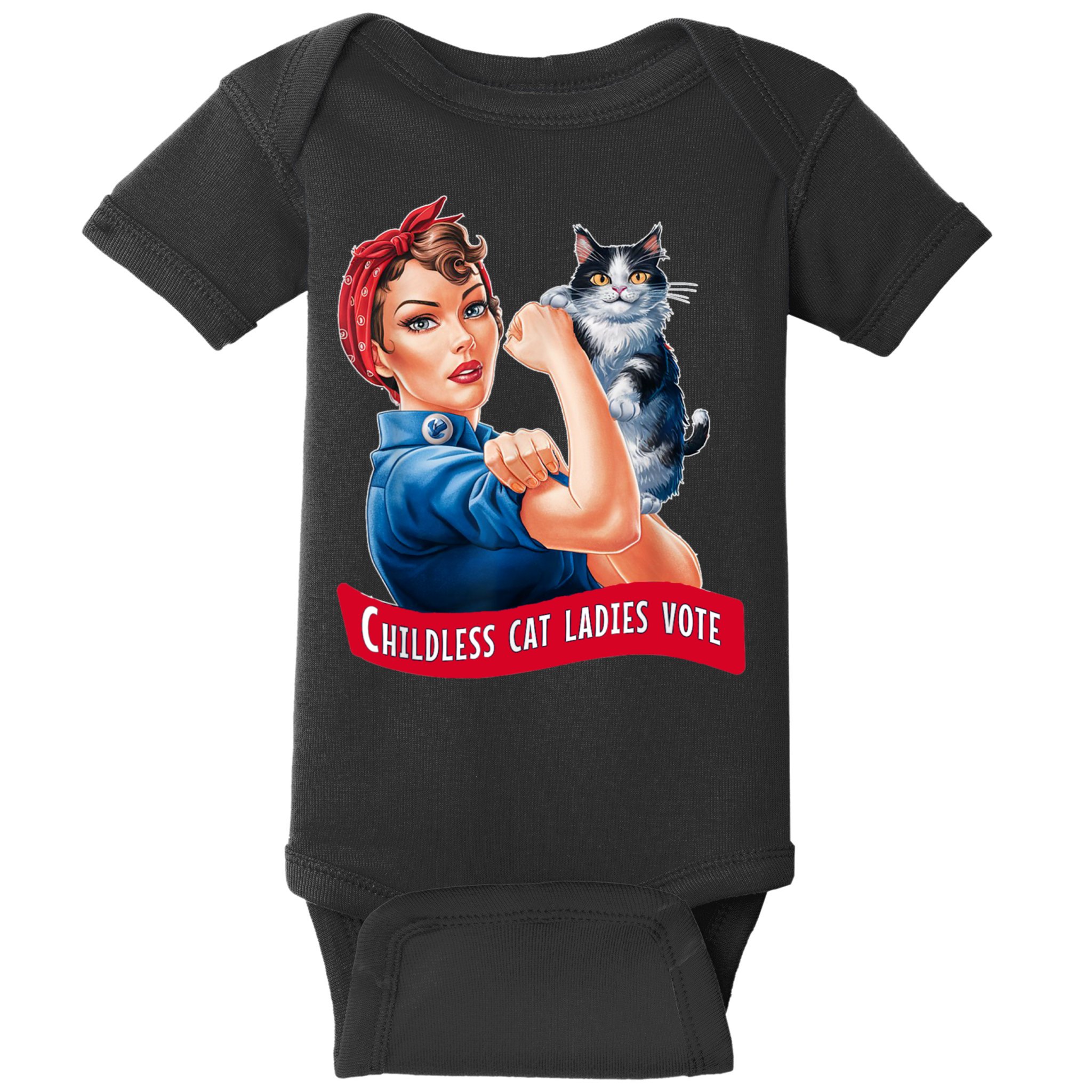 Childless Cat Ladies Vote Rosie The Riveter Baby Bodysuit