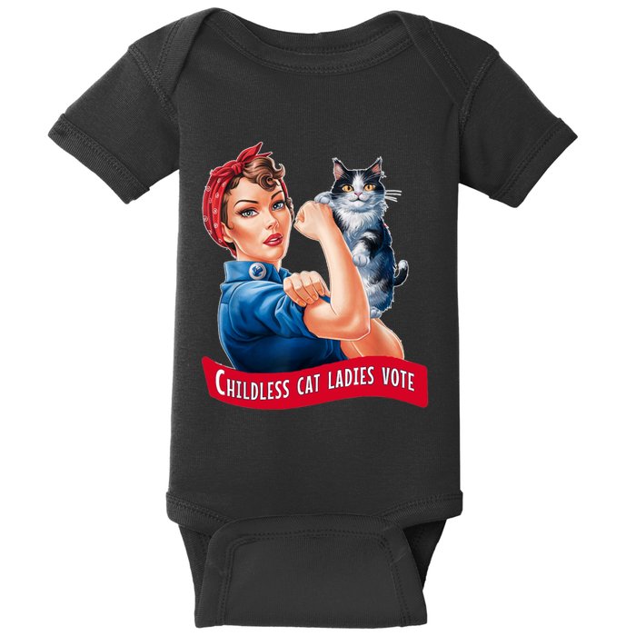 Childless Cat Ladies Vote Rosie The Riveter Baby Bodysuit