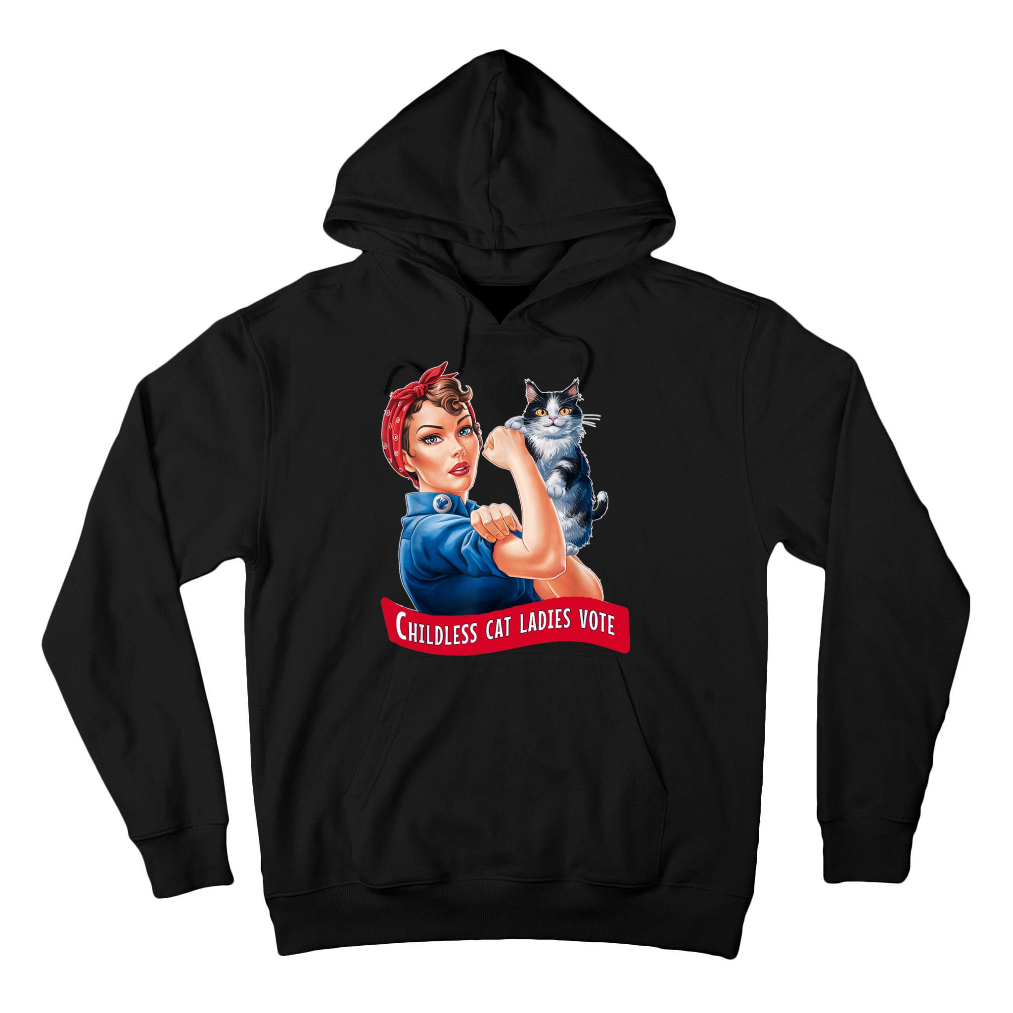 Childless Cat Ladies Vote Rosie The Riveter Tall Hoodie