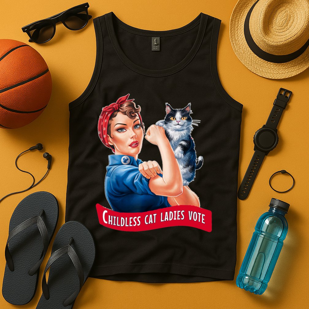 Childless Cat Ladies Vote Rosie The Riveter Tank Top