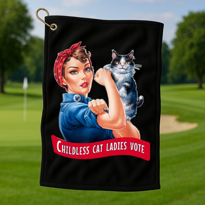 Childless Cat Ladies Vote Rosie The Riveter Golf Towel