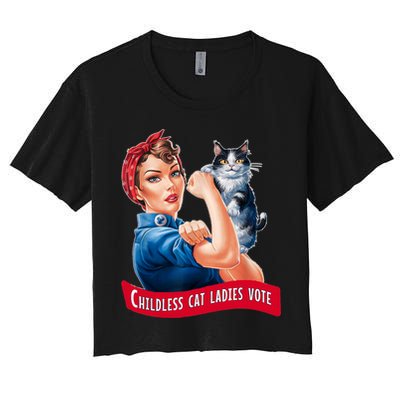 Childless Cat Ladies Vote Rosie The Riveter Crop Top