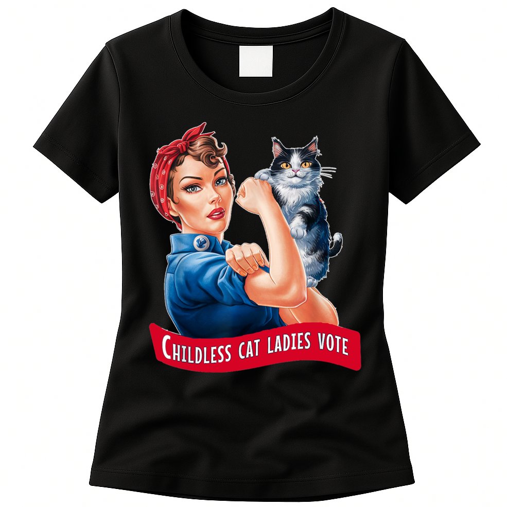 Childless Cat Ladies Vote Rosie The Riveter Womens T-Shirt