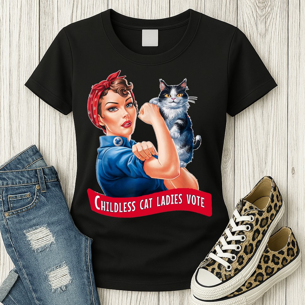 Childless Cat Ladies Vote Rosie The Riveter Womens T-Shirt