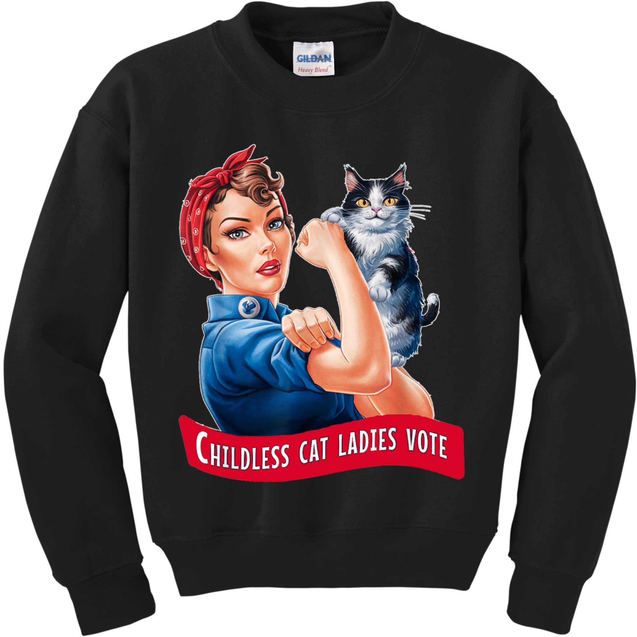 Childless Cat Ladies Vote Rosie The Riveter Kids Sweatshirt