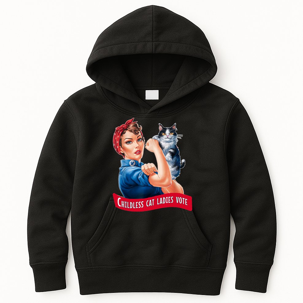 Childless Cat Ladies Vote Rosie The Riveter Kids Hoodie