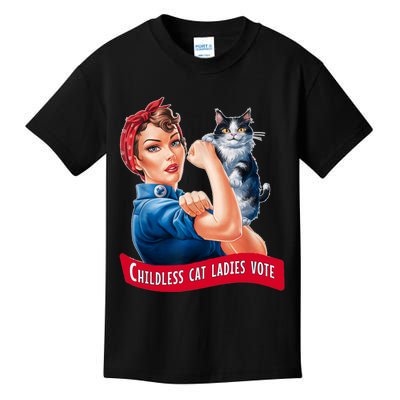 Childless Cat Ladies Vote Rosie The Riveter Kids T-Shirt