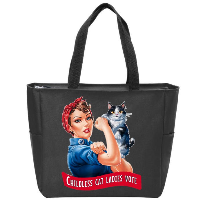 Childless Cat Ladies Vote Rosie The Riveter Zip Tote Bag